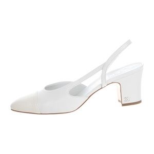 CHANEL 2019 White slingback heels leather 37
